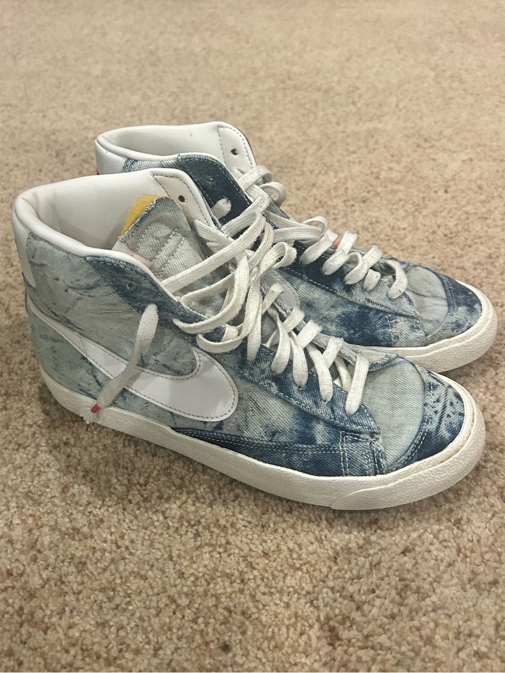 Nike W Blazer Mid '77 Washed Denim Blue White Sneakers DV2182-900 Women's 9.5